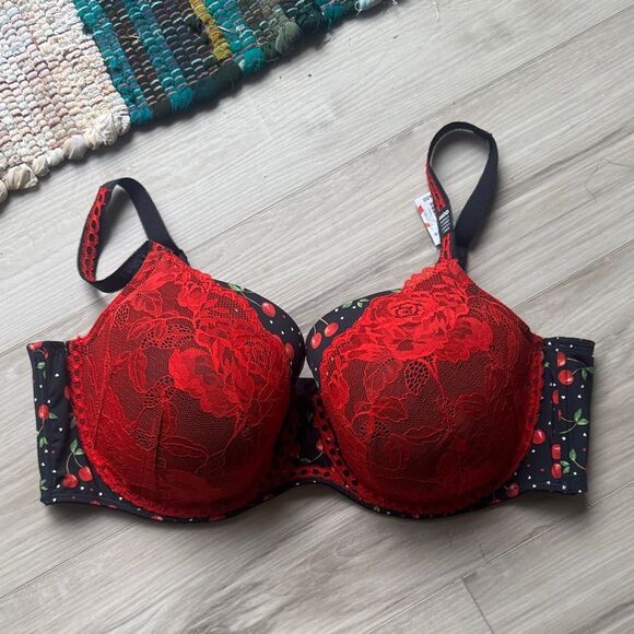 NWT Perfect T-Shirt Bra Very Cherry Rich Black 46DD - Picture 3 of 10